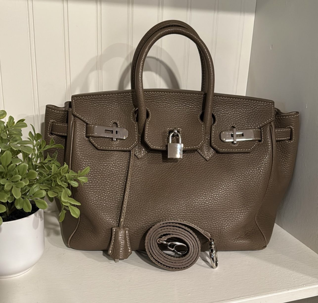 Teddy Blake Caty Stampatto 12” in Dark Beige Leather