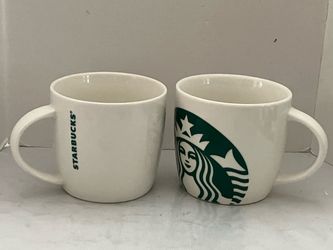 2016 & 2017 Starbucks White Green Siren Mermaid Logo 14oz Coffee Mug Cup EUC