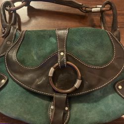 Green leather and suede purse!