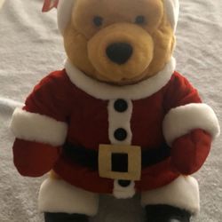 Winnie the Pooh Santa plush 1999 13” NEW
