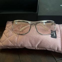 CHANEL Transparent Frame Eyewear with Crystal CCs