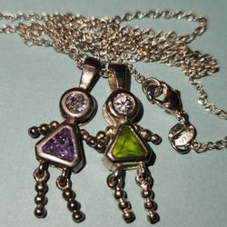 #2266, 925 SILVER NECKLACE , CZ STONES, GIRLS JUNE, FEBRUARY 17"IN, 