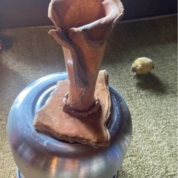 8”x5”Clay Rose Bud Vase Very Unique 15$