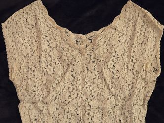 Vintage Lace Bodice Top Blouse Peatl Rhinestone Trim