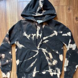 Champion Pullover Hoodie Hooded Sweatshirt SML Black Tie Dye Bleach Acid Wash