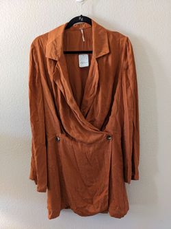 Free People Retro Wrap Dress, Deep Orange. Size M