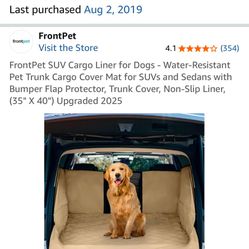 FrontPet SUV Cargo Liner for Dogs - Water-Resistant Pet Trunk Cargo Cover Mat for SUVs and Sedans with Bumper Flap Protector, Trunk Cover, Non-Slip Li