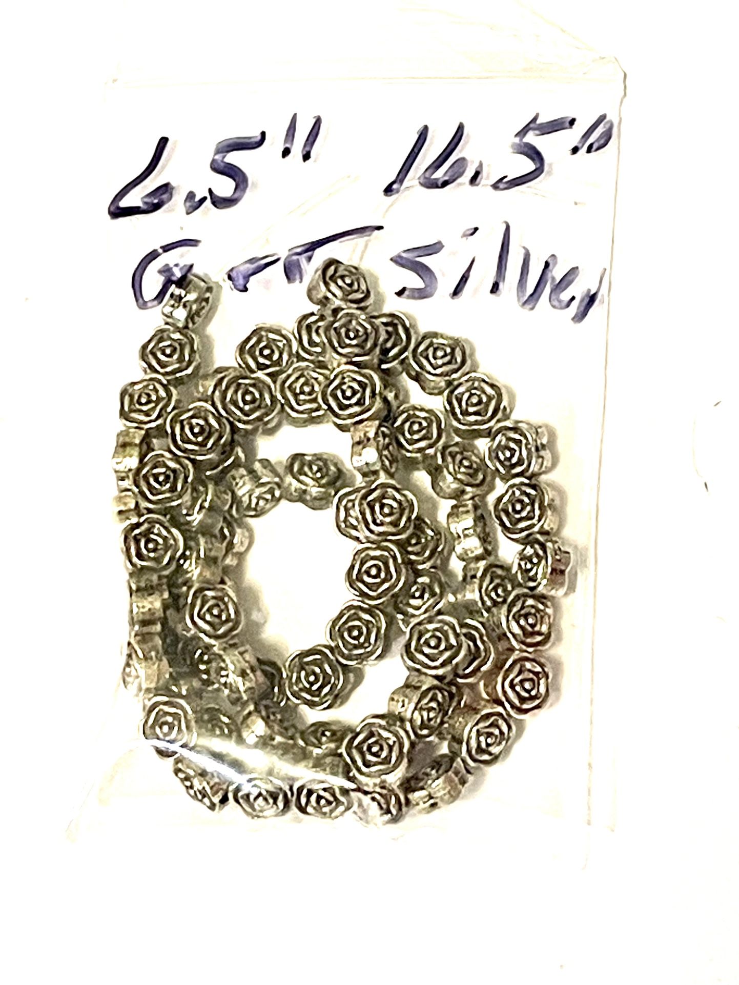Strand Of German Silver Floral Beads