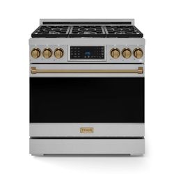 Gordon Ramsay 36 Inch Professional Gas Range with Tilt Panel Touch Control in Stainless Steel/Bronze 