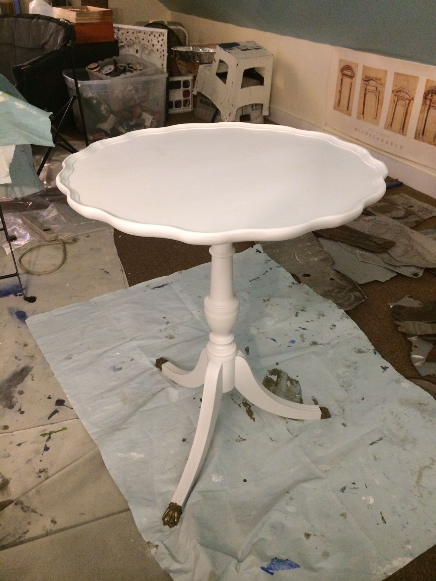 Antique wood painted end table