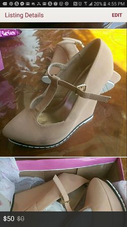 Hot! hot! Beige/nude wedges New!