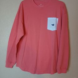 NWT Southern Marsh "Southern Class" Long Sleeve Pocket Tee – Coral – Size M