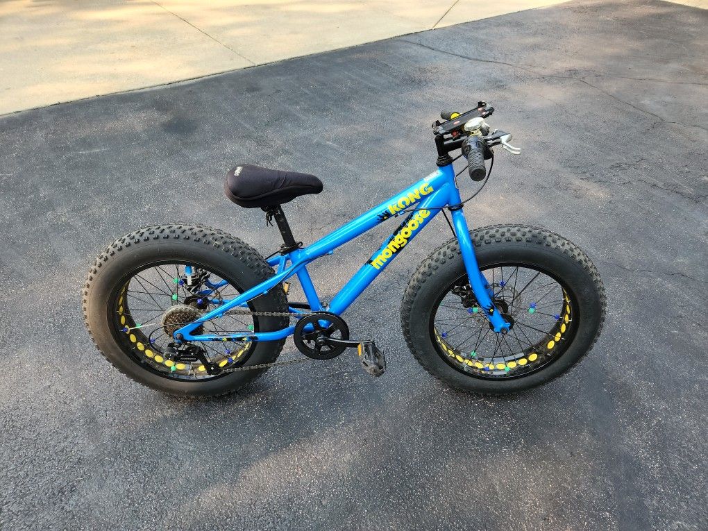 Mongoose Kong Fat Tire Mountain Bike for Kids, 20-Inch Wheels, Blue