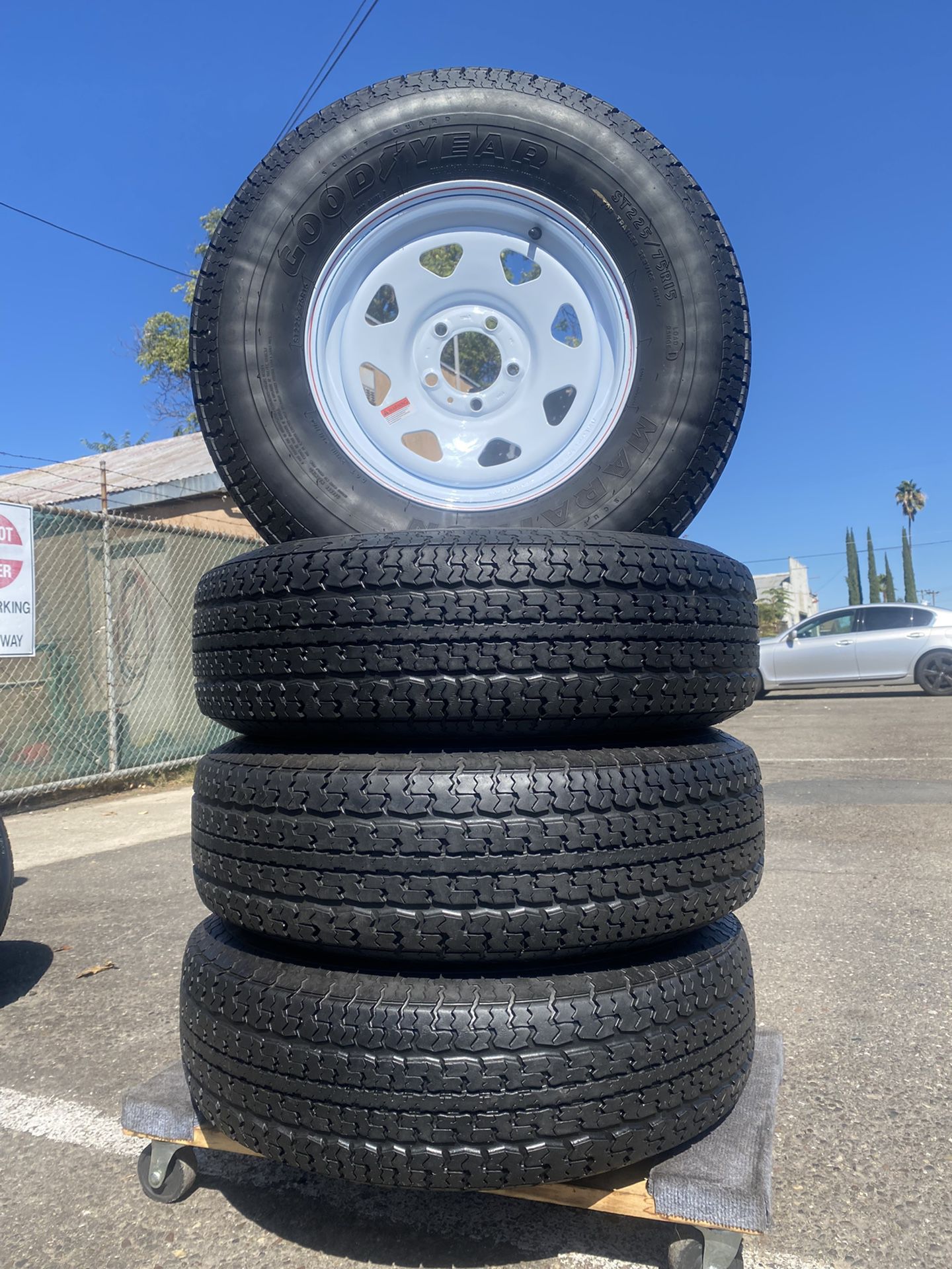 Trailer Wheels And Tires ST225/75/15” Goodyear 