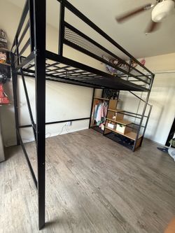 Metal Loft Bed Frame with Stairs