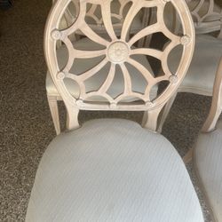 6 dinning room room chairs, 2 end 4 side chairs Tan wood///OBO