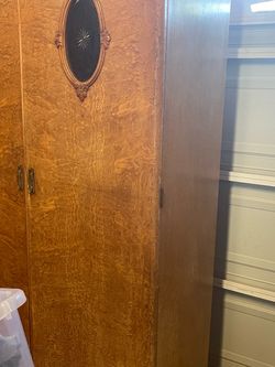 Antique Birdseye Maple  Armoire; MÖBELHAUS L.BERGER WIEN, XI., Simmering. Hauptstr. 137