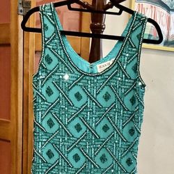 CUSTOM VTG 90s Teal Couture Cocktail Size 6 He-Ro for Black Tie 