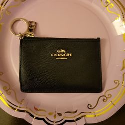 Coach Mini Zipper Wallet  (Black)