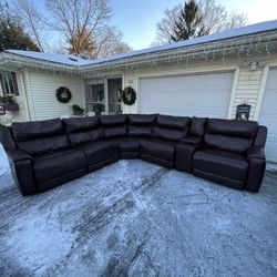 Large Brown Power Sectional 