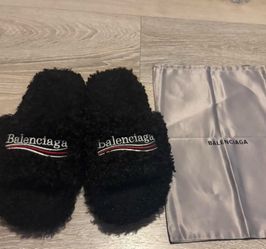 Balenciaga Furry Slide Slippers Black