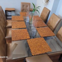 Dining Room Glass 8 Chairs 