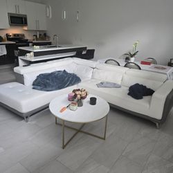 L Shape White Sofa
