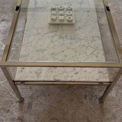 Pottery Barn Marble & Glass Coffee Table – Chrome Frame  