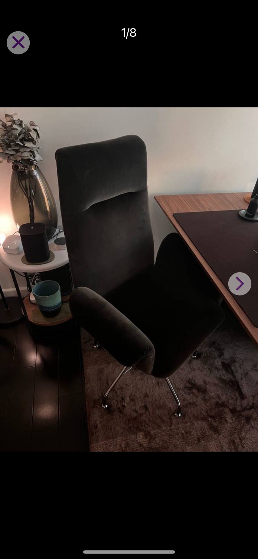 CB2 Crate Barrel Saviti Black Velvet Office Chair