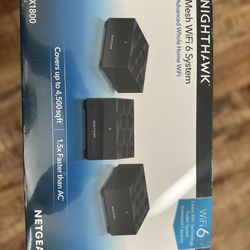 Brand New - NetGear Nighthawk Dual-Band WiFi 6 Mesh System, 1.8Gbps, Router + 2 Satellites