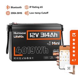 Humsienk 12V 314Ah LiFePO4 Battery Ultra Compact with 4.01kWh Energy