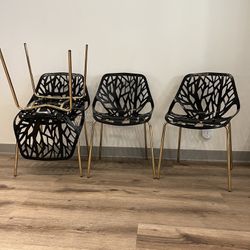 Black Gold Metal Plastic Dining Chairs