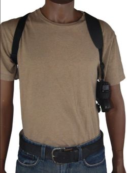 Black Leather Horizontal Shoulder Holster by Barsony