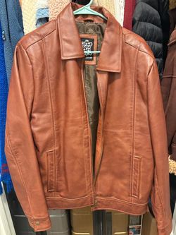 Men's Tan Genuine Leather Jacket Size L