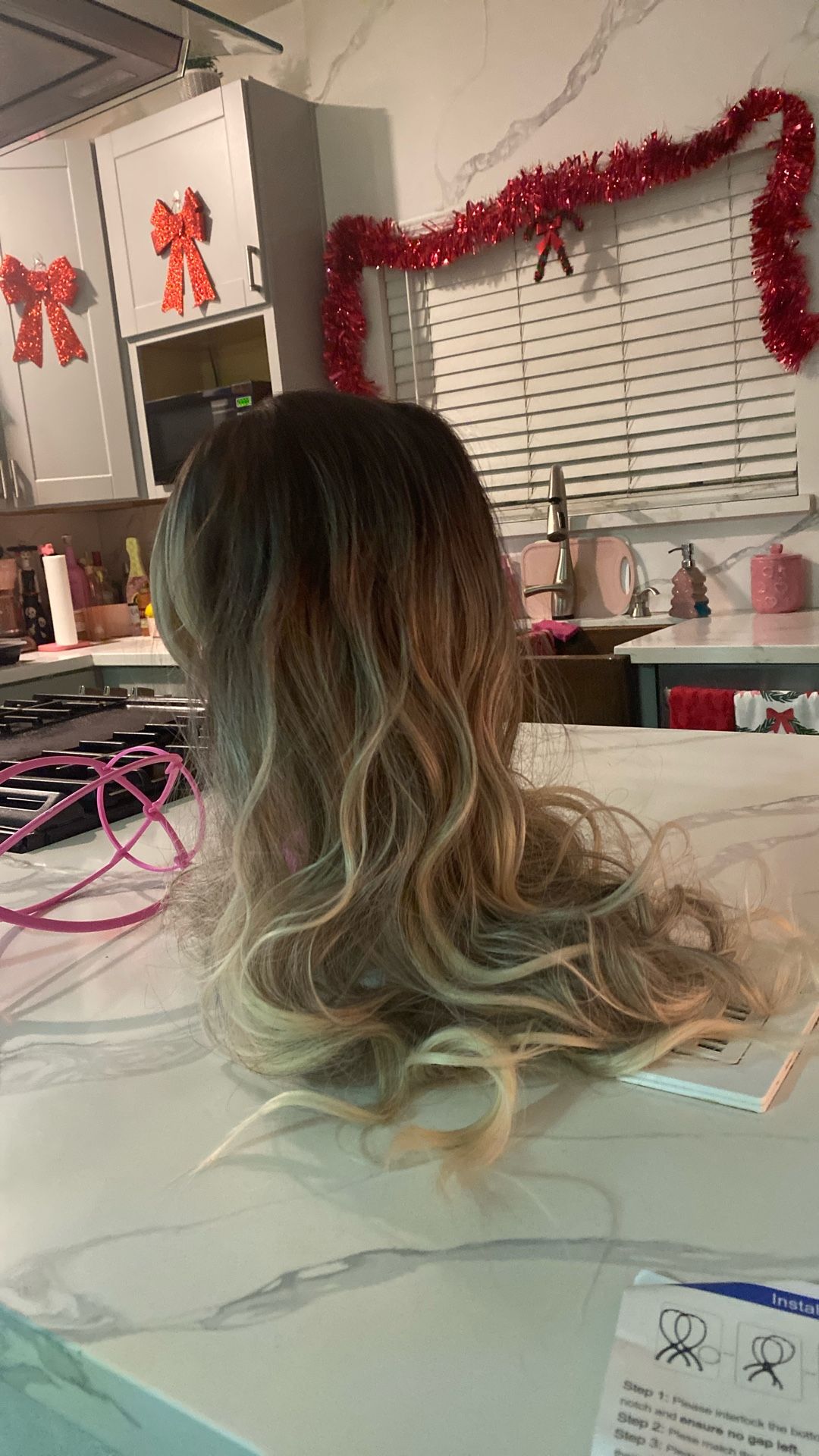 26 Inch Wig Half Dark Half Blond 