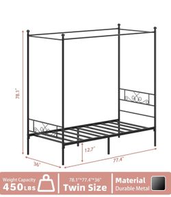 Twin Poster Metal Bed with Mattress