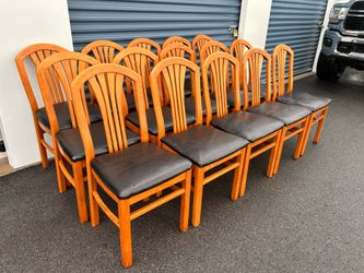 $225 for Set of (15) Solid Wood Dining Chairs – Sturdy Wood Frame with Cushioned Seats