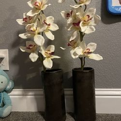  Ceramic Vases With Flowers Set
