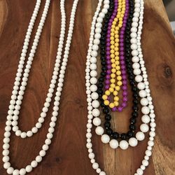 6 Bead Necklaces - Various Lengths And Colors