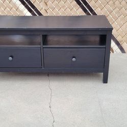 IKEA Solid Wood TV Stand Console 2 Drawers Black 50” TV Bench Storage Cabinet 