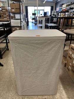 SONGMICS 44.9 Gal. Laundry Hamper 2 Compartments with Lid and Handles Removable Liners - Beige