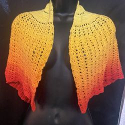 Grandmillennial Fire Crochet Handmade Shawl