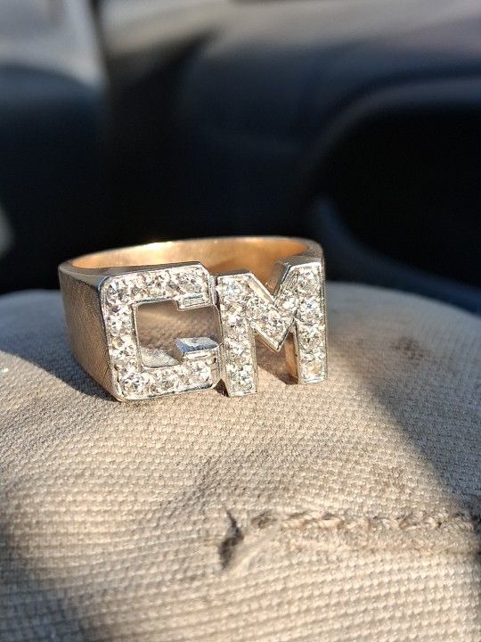 5.3 Grams Solid 14k With Real Diamond Initial Ring By Frost Nyc