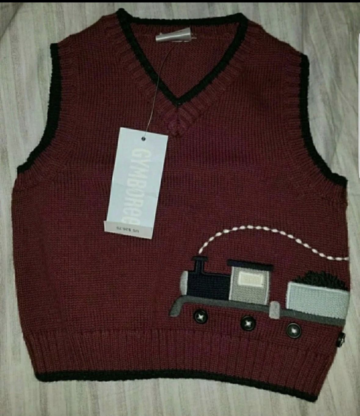 New Gymboree Baby Boy Christmas Holiday Train Sweater Vest Size 3-6 Months VHTF