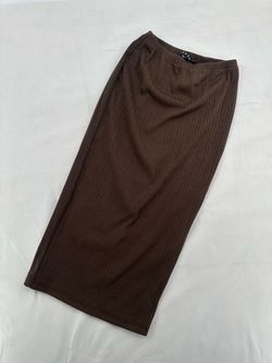 NWT Motel Swish Body Chocolate Brown Ribbed Maxi Skirt Size S