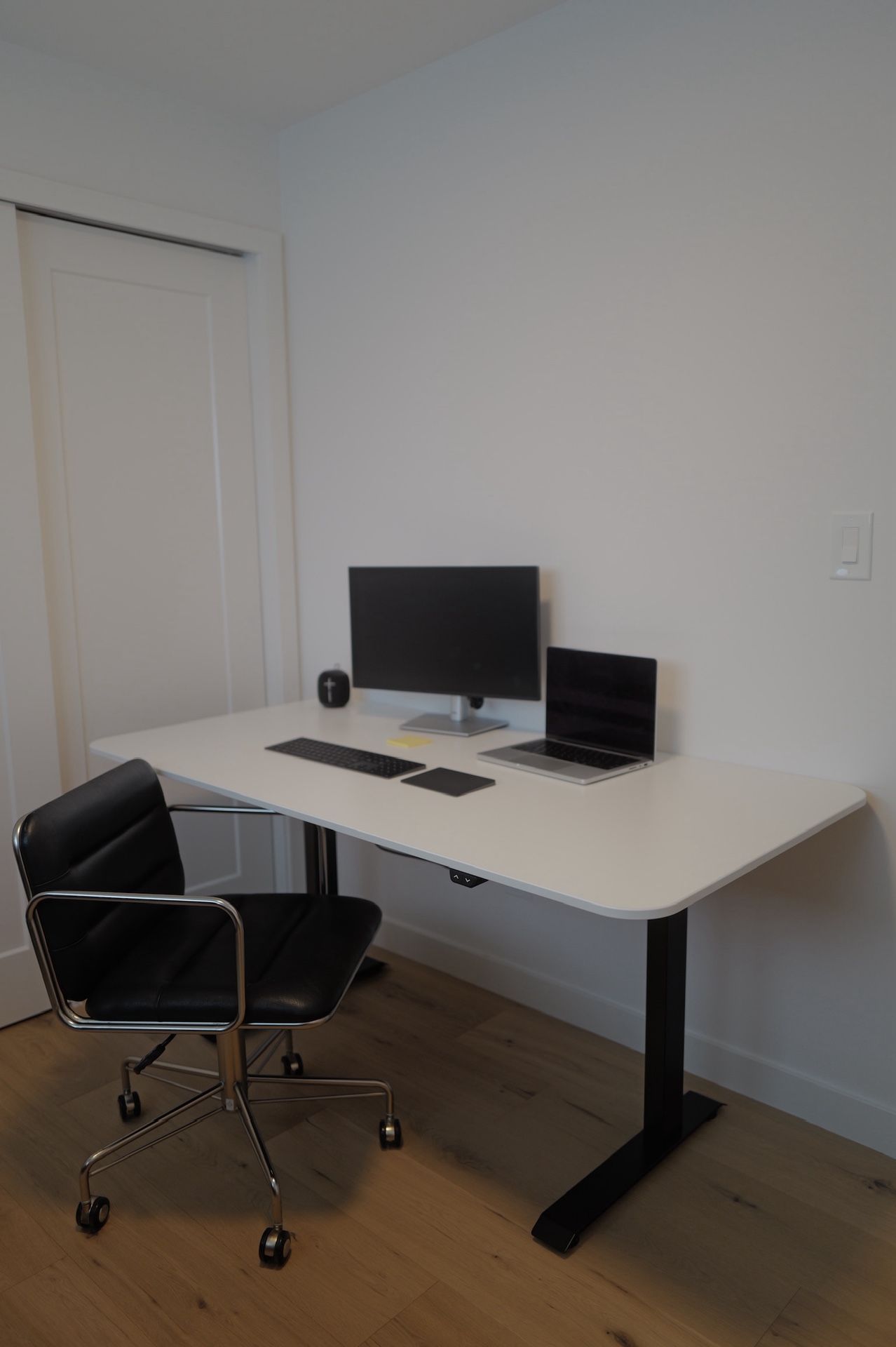 White office stand up desk table height adjustable