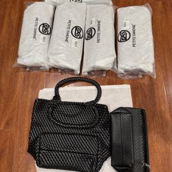 PETITE SIMONE Woven Leather Tote Bag - Women's Large Capacity Tote Bag - Stylish Vegan Leather Handbag