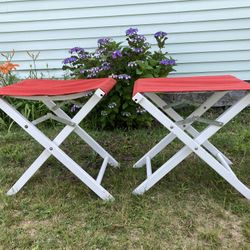 (2) POTTERY BARN Canvas/wood Foldable Stools 