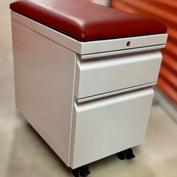 Allsteel Rolling File Cabinet w/ Cushion Seat – 15x23x24.5, Under-Desk Storage