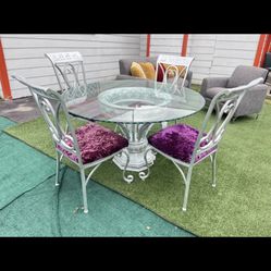 Heavy cast-iron Dining Table with chairs